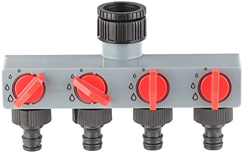 Aqualin Regulierbarer 4 Wege Wasserverteiler Schlauch Verteiler für Gartenbewässerung Wasserhahn Wasserschlauch Gartenschlauch Schlauchverteiler von Aqualin