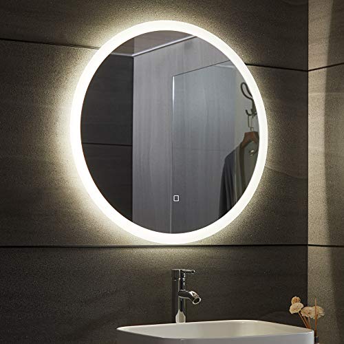 Aquamarin® LED Badspiegel - Rund 60/70/80 cm, Beschlagfrei, Dimmbar, Energiesparend, Touch, 3000-7000K, Modellwahl-Badezimmerspiegel, Spiegel, Lichtspiegel, Wandspiegel (Ø 60cm) von Aquamarin