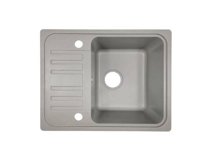 Aquamarin Granitspüle mit Abtropffläche, 56/45 cm, grau, Grau von Aquamarin