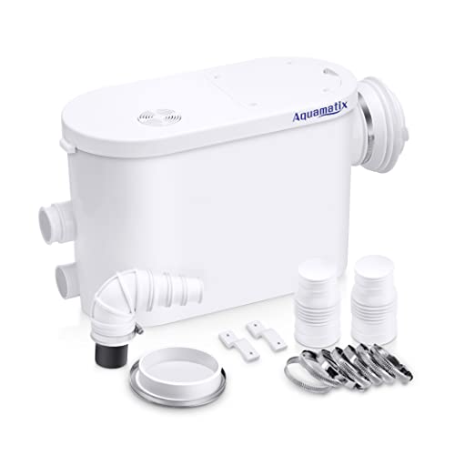 Aquamatix Silencio S Hebeanlage 400W Abwasserpumpe 145L/min für wandhängende WC 3 Einlässe 8m vertikale Förderstrecke mit Kohlefilter von Aquamatix