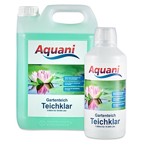 Aquani Teichklar 1000ml Algenmittel gegen grünes und trübes Wasser im Teich mit Schwebealgen Algen, auch ideal als Teichklärer Algenentferner im Koi und Schwimmteich von Aquani