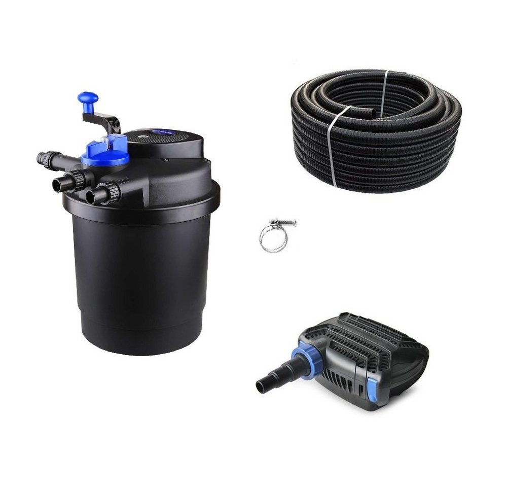 Aquaone Teichfilter AquaOne Teich Filteranlage Set Nr.17 CPF 2500 Druckfilter 10W Eco Teichpumpe Teichgröße bis 6000l Teichschlauch Bachlauf UV Lampe von Aquaone