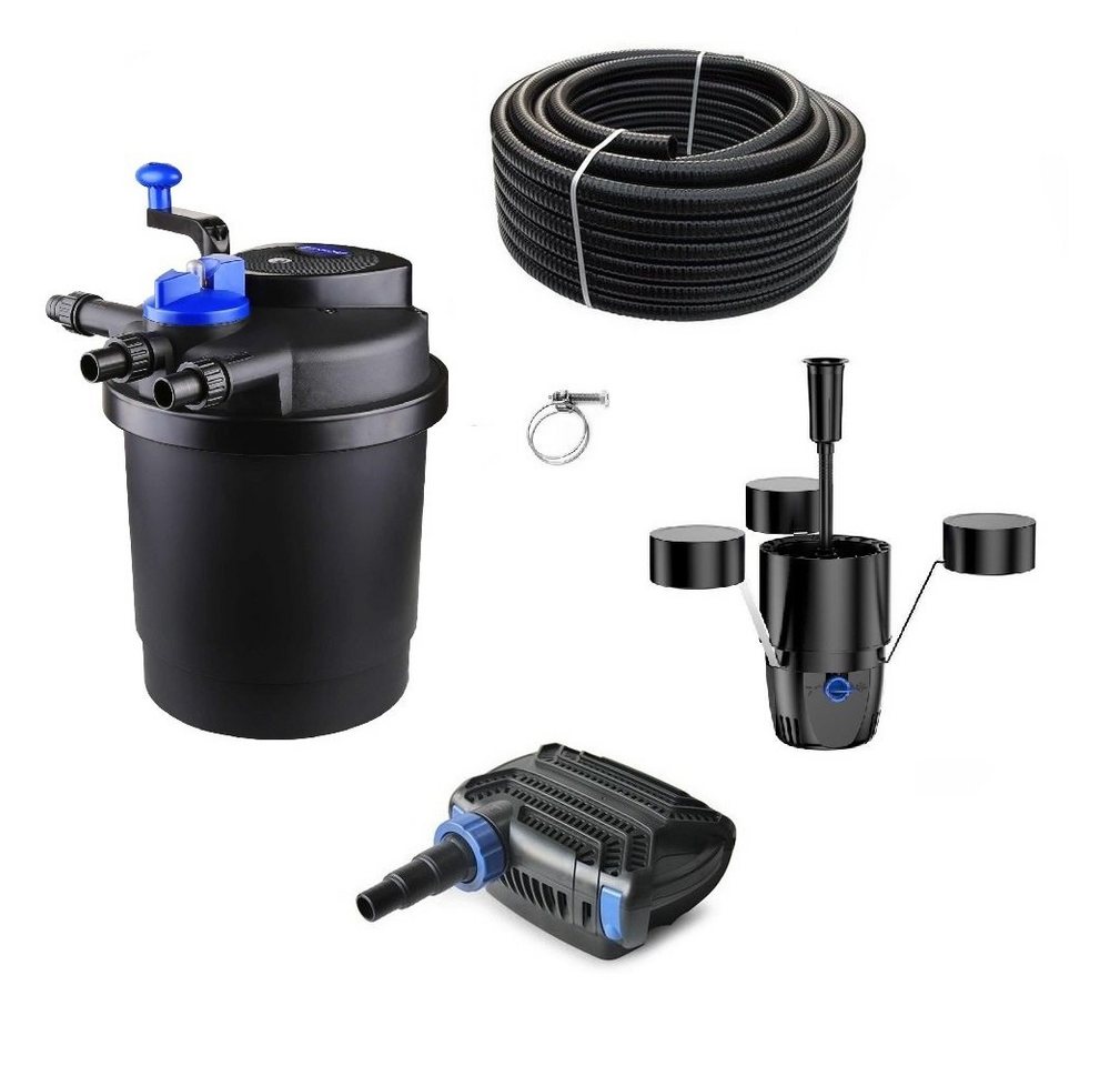 Aquaone Teichfilter AquaOne Teich Filteranlage Set Nr.18 CPF 2500 Druckfilter 10W Eco Teichpumpe Teichgröße bis 6000l Teichschlauch Bachlauf UV Lampe von Aquaone