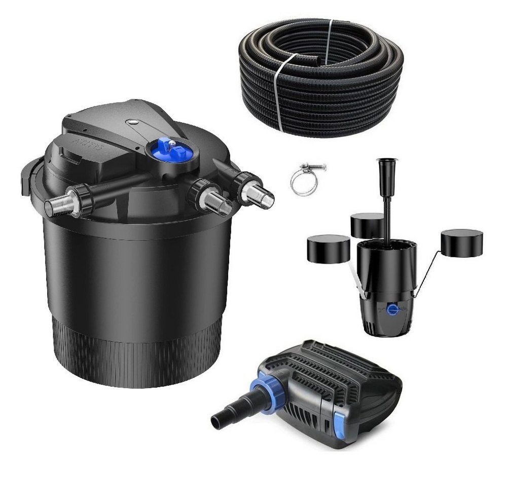 Aquaone Teichfilter AquaOne Teich Filteranlage Set Nr.42 CPA 20000 Druckfilter 50W Eco Teichpumpe Teichgröße bis 40000l Teichschlauch Bachlauf UV Lampe von Aquaone