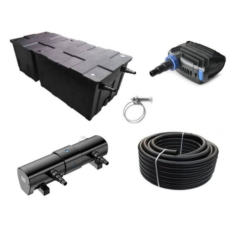 Aquaone Teichfilter AquaOne Teich Filteranlage Set Nr.80 CBF 550B Kammerfilter 30W Eco Teichpumpe UV Klärer 110 Watt! Teichgröße bis 90000l Teichschlauch von Aquaone