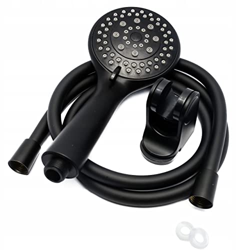 AquaParts Duschkopf Handbrause mit 150cm Schlauch und Duschhalter | Schwarz | Regendusche | Duschbrause | Hochdruck Spray | Shower Head | für Baden, Brausekopf und Spa von Aquaparts