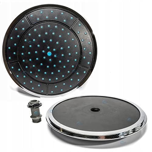 AquaParts Runder Duschkopf | 24cm | 1/2" | Schwarz | Regendusche | Durchmesser | Wasserfall-Duschkopf | Verstellbarer Kopfbrause | Wassersparend mit Anti-Kalk-Düsen von Aquaparts