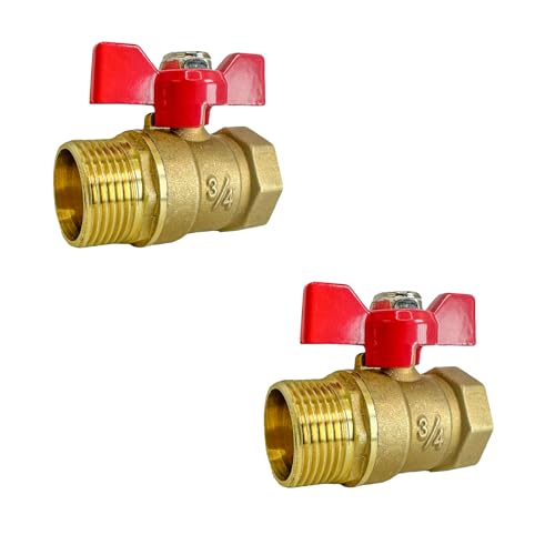 2 Stück Messing Kugelhahn 3/4 Zoll Mit PTFE Band, Absperrhahn 3/4 Zoll, Absperrventil 3/4" IG/AG, Aussengewinde/Innengewinde, Für Wasserhahn Wasserleitungen, Rotem Flügelgriff, DN20, 300WOG 2 Stück Messing Kugelhahn 3/4 Zoll Mit PTFE Band, Absperrhahn 3/4 Zoll, Absperrventil 3/4" IG/AG, Aussengewinde/Innengewinde, Für Wasserhahn Wasserleitungen, Rotem Flügelgriff, DN20, 300WOG von Aquarbor