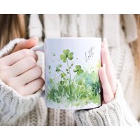 Keramik Tasse Personalisiert Mit Name Kleeblatt Glücksbringer 2025 Neujahr Geschenke Für Frauen Beste Freundin Geschenk Kollegin von AquarellMugs