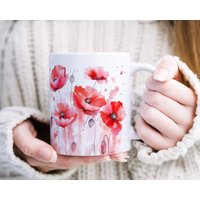 Keramik Tasse Personalisiert Mohnblumen Blumen Muttertag Geschenk Für Frauen Geschenke Beste Freundin Kollegin Geburtstag von AquarellMugs