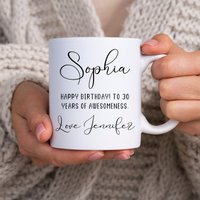 30 Geburtstag Tasse, Personalisierte Tasse Für Sie, Geschenk Freund, Tochter, Schwester, Kollegin, Mutter, Frau von AquariansDream