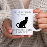 Schwarze Katzen-Tasse Katzen-Liebhaber-Mama-Papa-Geschenk-Becher Katzen-Anerkennungs-Bewusstseins-Rettung-Kaffee-Tasse Mini-Panther-Becher von AquariansDream