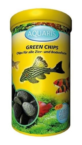 AQUARIS Green Chips Aquarium Fischfutter für Welse 125 g, 250 ml. Fischfutter für Welse und Bodenfische. Wird leicht absorbiert und trübt das Wasser Nicht. Komplettfutter für eine gesunde Entwicklung von Aquaris