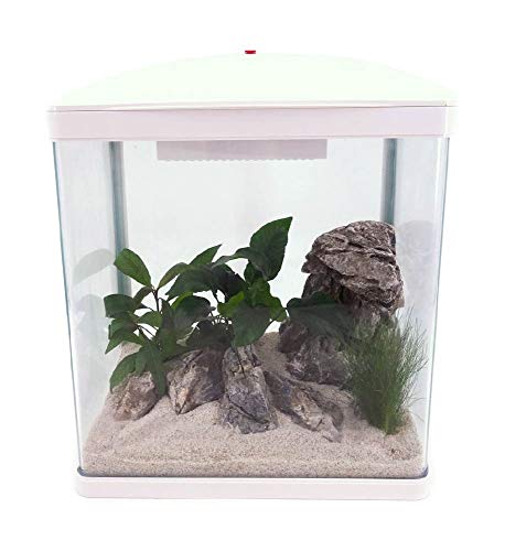 AquaOne Aquarium Komplettset LED mit Pumpe HR-300 weiß I Kleines Nanoaquarium 14 Liter I Mini Nano Becken Set für Fische und Garnelen von AquaOne