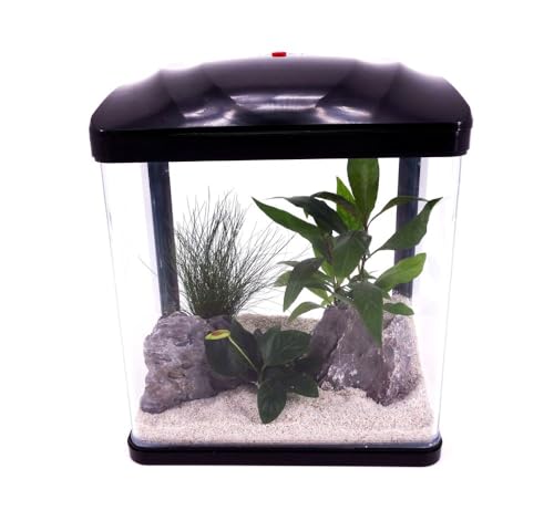 AquaOne Aquarium Komplettset LED mit Pumpe HR-230 I Kleines Nanoaquarium 7 Liter weiß I Mini Nano Becken Set für Fische und Garnelen von AquaOne