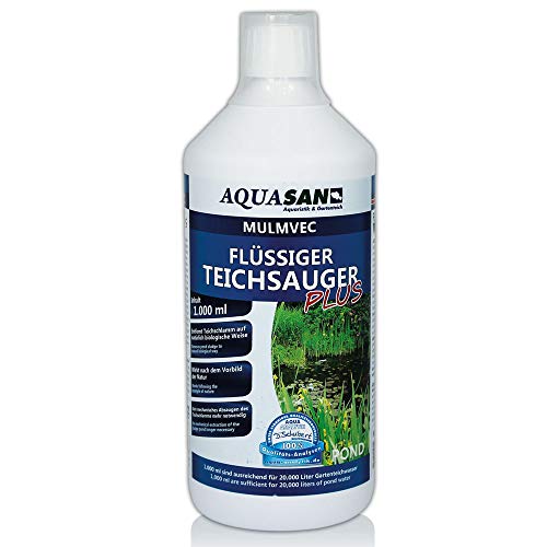 AQUASAN Gartenteich Mulmvec Flüssiger Teichsauger Plus (Teichschlammentferner - Kein mechanisches Absaugen von Schlamm und Mulm mehr notwendig - Nie Wieder Teichschlamm), Inhalt:1 Liter von AQUASAN Aquaristik & Gartenteich