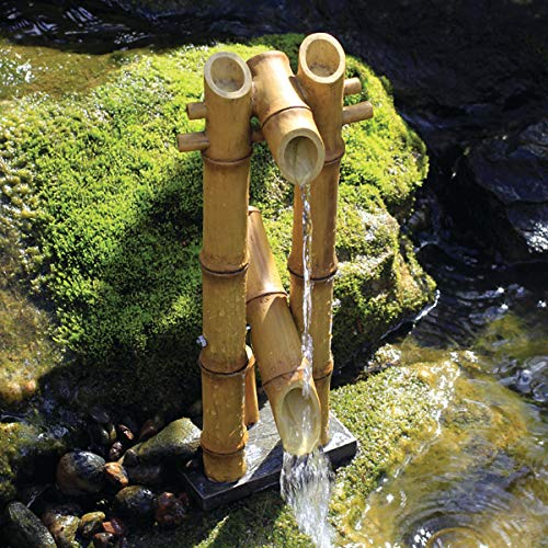 Aquascape 78306 Shishi-Odoshi Inspired, Polyresin Hirschschschreck Bambusbrunnen gelb von Aquascape