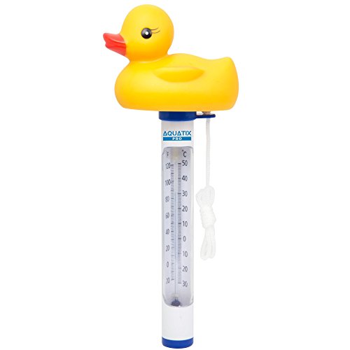 Schwimmendes Poolthermometer von Aquatix Pro Cool Style Wassertemperatur-Thermometer mit Schnur, bruchfest, für Außen- und Innenpools, Spas, Whirlpools und Aquarien (Ente) von Aquatix Pro