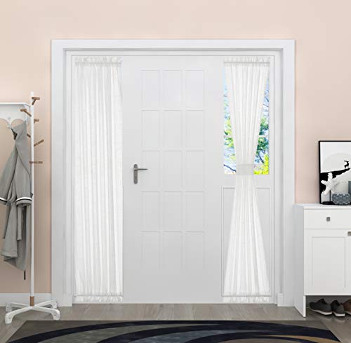 Aquazolax Sichtschutzvorhänge für Seitenlichter, Fenster, weißes Leinen, französische Türvorhänge, halbtransparent, Türvorhänge, Fensterbehandlung für Eingangstür, 1 Paneel, B 76 x L 183 cm Aquazolax Sichtschutzvorhänge für Seitenlichter, Fenster, weißes Leinen, französische Türvorhänge, halbtransparent, Türvorhänge, Fensterbehandlung für Eingangstür, 1 Paneel, B 76 x L 183 cm von Aquazolax