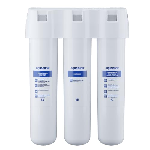 AQUAPHOR Crystal H TRIO Trinkwasserfiltersystem mit 1 Wege Wasserhahn Wasserenthärter mit Keimsperre Mikrofiltration bis 0,8 Mikrometer von Aquintos Wasseraufbereitung