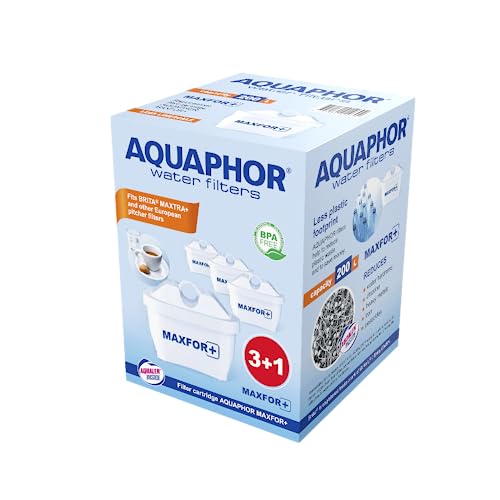 AQUAPHOR MAXPHOR+ MAXFOR+ Ersatzwasserfilter Filterpatrone Wasserfilter-Kartusche Filterkartusche 3+1er Pack für AQUAPHOR Time, Armethyst, Jasper, Onyx, Compact von Aquintos Wasseraufbereitung