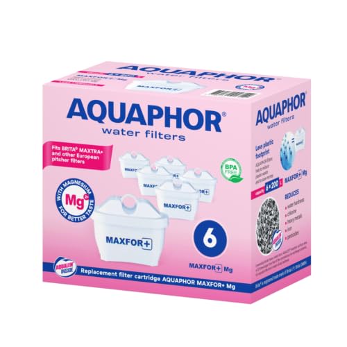 AQUAPHOR MAXPHOR+ MAXFOR+ MG Filterkartusche Trinkwasserfilter Ersatzfilter Filterkartusche 6er Pack mit AQUALEN und Magnesium + für Tischwasserfilter von Aquintos Wasseraufbereitung