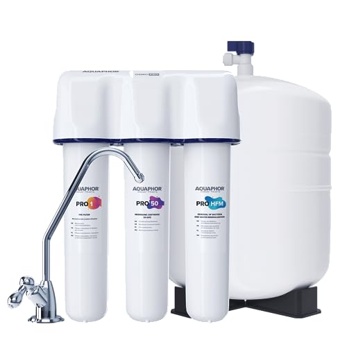 AQUAPHOR PRO100-HFM Umkehrosmoseanlage Trinkwasser-Umkehrosmose-System mit Keimsperre und Remineralisierung PRO-HFM Kartusche für Trinkwasser 15,6l/h - 380 Liter am Tag von Aquintos Wasseraufbereitung