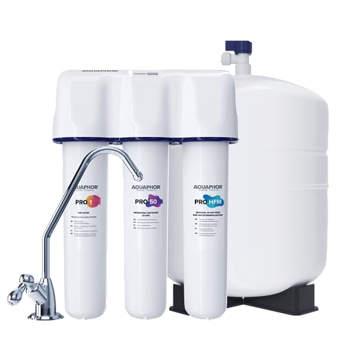 AQUAPHOR PRO50-HFM Umkehrosmoseanlage Trinkwasser-Umkehrosmose-System mit Keimsperre und Remineralisierung PRO-HFM Kartusche für Trinkwasser 7,8l/h - 190 Liter am Tag von Aquintos Wasseraufbereitung