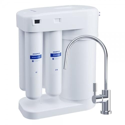 AQUAPHOR RO-101S Umkehrosmoseanlage mit 1 Wege Wasserhahn weiß Trinkwasserfilter Reverse Osmosis System 50 GPD Membran für 190 Liter am Tag von Aquintos Wasseraufbereitung