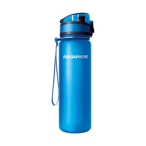 AQUAPHOR Wasserfilter-Trinkflasche Filterflasche CITY, filtert Chlor, BPA-Frei, 0,5L mit Aktivkohle-Wasserfilter aus Kokosnussschalen in 6 verschiedenen Farben (Blau) von Aquintos Wasseraufbereitung