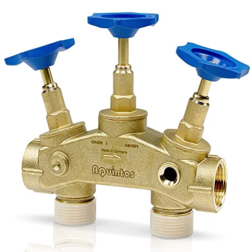 Aquintos Montageblock - Anschluss Block - Anschlussarmatur Bypass-Ventil - für Enthärtungsanlagen - 1 Zoll (2,54 cm) - Made in Germany von Aquintos Wasseraufbereitung