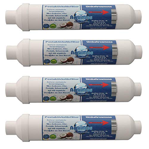 Aquintos Vitaflow Aktiv Inline-Kartusche Postaktivkohlefilter 10 x 2 Zoll - Easy Quick Steckanschluss 1/4 Zoll (4 Stück) von Aquintos Wasseraufbereitung