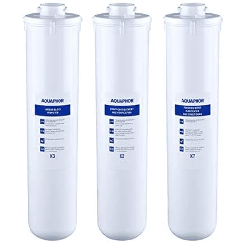 Crystal Wasserfilter Set K2 - K3 - K7 Ersatzfilterset TRIO- Filter Aktivkohle Wasserfilter Kohleblock mit Keimsperre und Mikrofiltration bis 0,8 Mikrometer AQUAPHOR von Aquintos Wasseraufbereitung