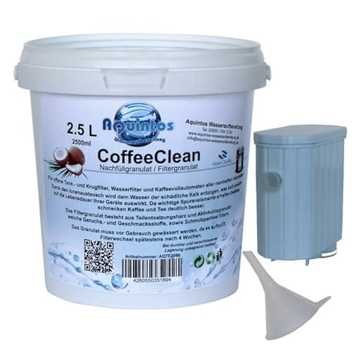 Nachfüllset AquaClean Kalk Wasserfilter passend für Saeco Philips Kaffeevollautomaten mit der Philips CA6903/10 CA6903/22 CA6903/99 - Wasserfilter mit 2.5 Liter Granulat von Aquintos Wasseraufbereitung