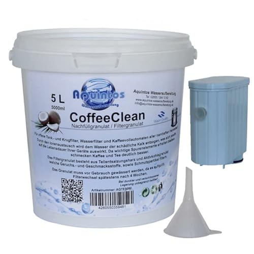 Nachfüllset AquaClean Kalk Wasserfilter passend für Saeco Philips Kaffeevollautomaten mit der Philips CA6903/10 CA6903/22 CA6903/99 - Wasserfilter mit 5 Liter Granulat von Aquintos Wasseraufbereitung