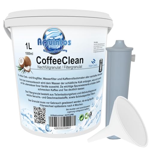 Nachfüllset Refill-Set Mehrwegfilterset mit Alternativfilter - Passend für Jura Blue mit 1 Liter Filtergranulat AQTE1000 / 1 Liter (1 Liter) von Aquintos Wasseraufbereitung
