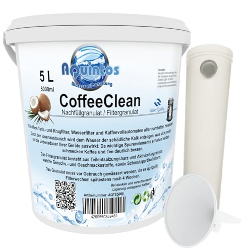 Nachfüllset Wasserfilter passend für DeLonghi Kaffeevollautomaten mit der DLS C002 / DLSY002 / SER3017 Filterpatrone 5 Liter Nachfüllset von Aquintos Wasseraufbereitung