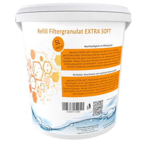 Refill Filtergranulat Ersatz für BWT soft und Aarke Pure Clean + Taste EXTRA SOFT Filtergranulat von Aquintos (5L ESOFT) von Aquintos Wasseraufbereitung