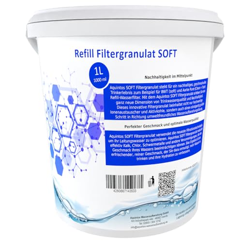 Refill Filtergranulat Ersatz für BWT soft und Aarke Pure Clean + Taste SOFT Filtergranulat von Aquintos (1L Eimer) von Aquintos Wasseraufbereitung