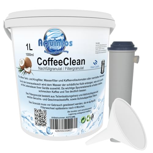 Refill-Set Nachfüllset Mehrwegfilterset passend für Jura White mit 1 Liter Filtergranulat AQTE1000 - Mehrwegfilter (1 Liter Set) von Aquintos Wasseraufbereitung