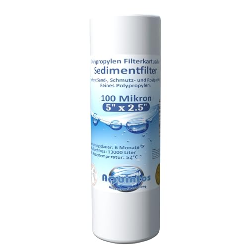 Sedimentfilter Wasserfilter Partikelfilter 5 x 2,5 Zoll Wasserfilterpatrone - Geeignet für standardmäßige Filtergehäuse * Filterfeinheit 100µ Sedimentfilter Wasserfilter Partikelfilter 5 x 2,5 Zoll Wasserfilterpatrone - Geeignet für standardmäßige Filtergehäuse * Filterfeinheit 100µ von Aquintos Wasseraufbereitung