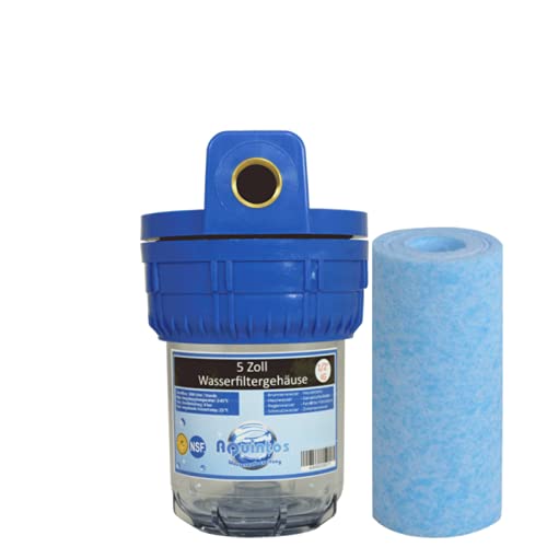 Wasserfilter 5 Zoll Schmutzfilter Sandfilter Vorsatzfilter Garten Hauswasserwerke Filtereinsatz (1/2 Innengewinde, Mit 20 µ antibakteriellen Sedimentfilter) von Aquintos Wasseraufbereitung