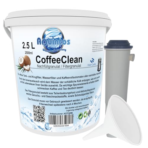 Wasserfilter Filterpatrone nachfüllbar passend für Jura White 60209 für Jura Impressa bis Baujahr 2010 2,5 L Nachfüllset von Aquintos Wasseraufbereitung