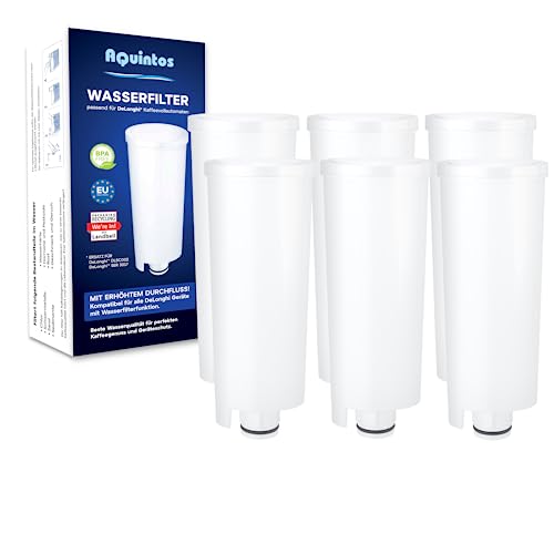 Wasserfilter für DeLonghi Kaffeevollautomaten Ersatzwasserfilter Alternativfilter für DeLonghi Kaffeemaschinen mit der DLS C002 / DLSY002 / SER3017 Filterpatrone (6) von Aquintos Wasseraufbereitung