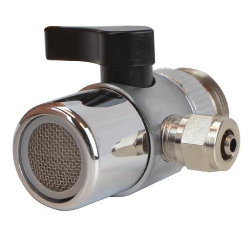 Wasserhahn Adapter Umschaltventil 1/2" ÜM x Perlator x 1/4" Schlauch Zweiwegehahn Schnellverbindung für Wasserfilter Küchenfilter Osmoseanlage Aquarium Filter Osmose von Aquintos Wasseraufbereitung