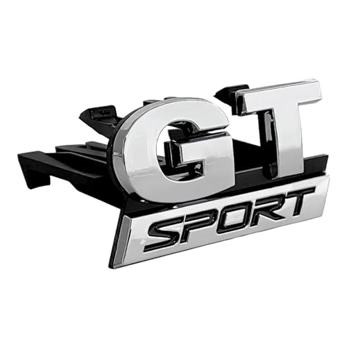 Aqxyju 3D-ABS-Chrom-GT-Sport-Logo-Kühlergrill-Emblem for den Frontgrill des Autos, kompatibel mit Polo 5 MK5 GT Sport-Abzeichen-Zubehör Personalisierte Auto Aufkleber von Aqxyju