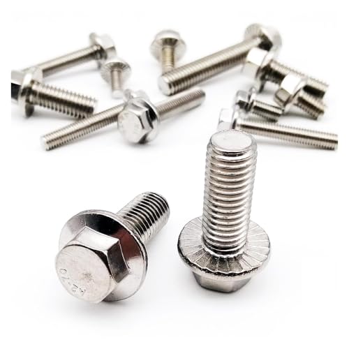 Aqxyju M4 M5 M6 M8 M10 M12 304 Edelstahl metrisches Gewinde GB5787 Sechskantkopf mit gezähnter Flanschschraube Sechskantschraube mit Unterlegscheibe(M6x10mm 10pcs) von Aqxyju