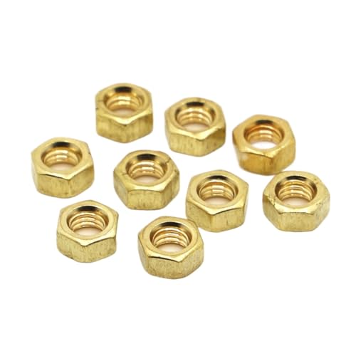Aqxypas 1–50 Stück M1,6 M2 M2,5 M3 M4 M5 M6 M8 M10 M12 M14 M16 DIN934 Messingmuttern Kupfer Sechskant-Sechskantmutter (Size : M3 20pcs) von Aqxypas
