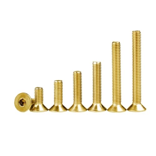 Aqxypas 5/10 Stück Tyrant vergoldetes Titan M2 M2,5 M3 M4 M5 M6 L = 4–40 mm Innensechskant-Innensechskant-Senkkopf-Inbusschrauben DIN7991 (Color : DIN7991, Size : M3x16 (10PCS)) von Aqxypas