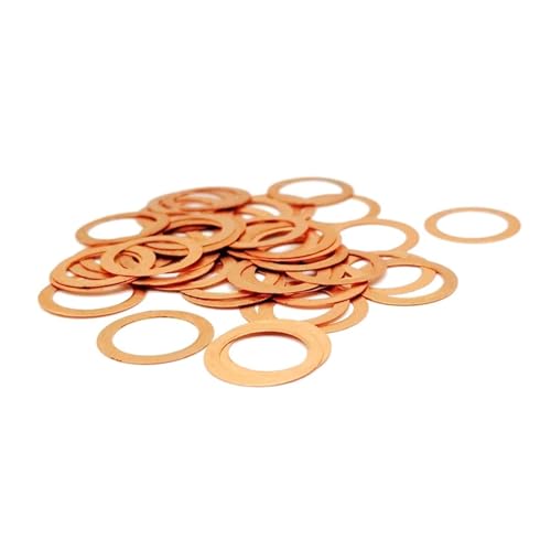Aqxypas Kupfer-Flachscheibe M3-M10 0,1 0,2 mm Dicke Dichtung Innendurchmesser Dichtring Dünnes Blech T3 Rote Kupferscheibe(3x5x0.1 (100pcs)) von Aqxypas